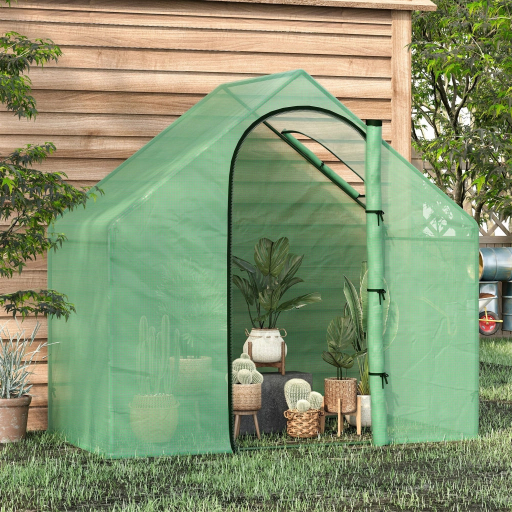 EasyComfort Serra da Giardino con Porta a Cerniera e Presa d'Aria, 4 Funi e Paletti Inclusi, 180x100x168 cm, Verde
