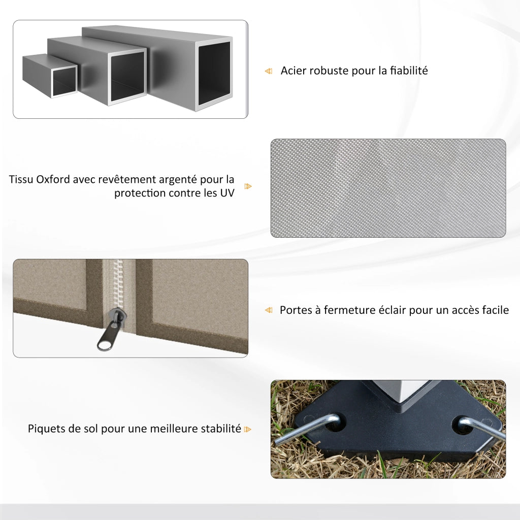 Gazebo Pieghevole Impermeabile ¨C Zephmum ¨C Grigio 3x3x2.65 m con Rete