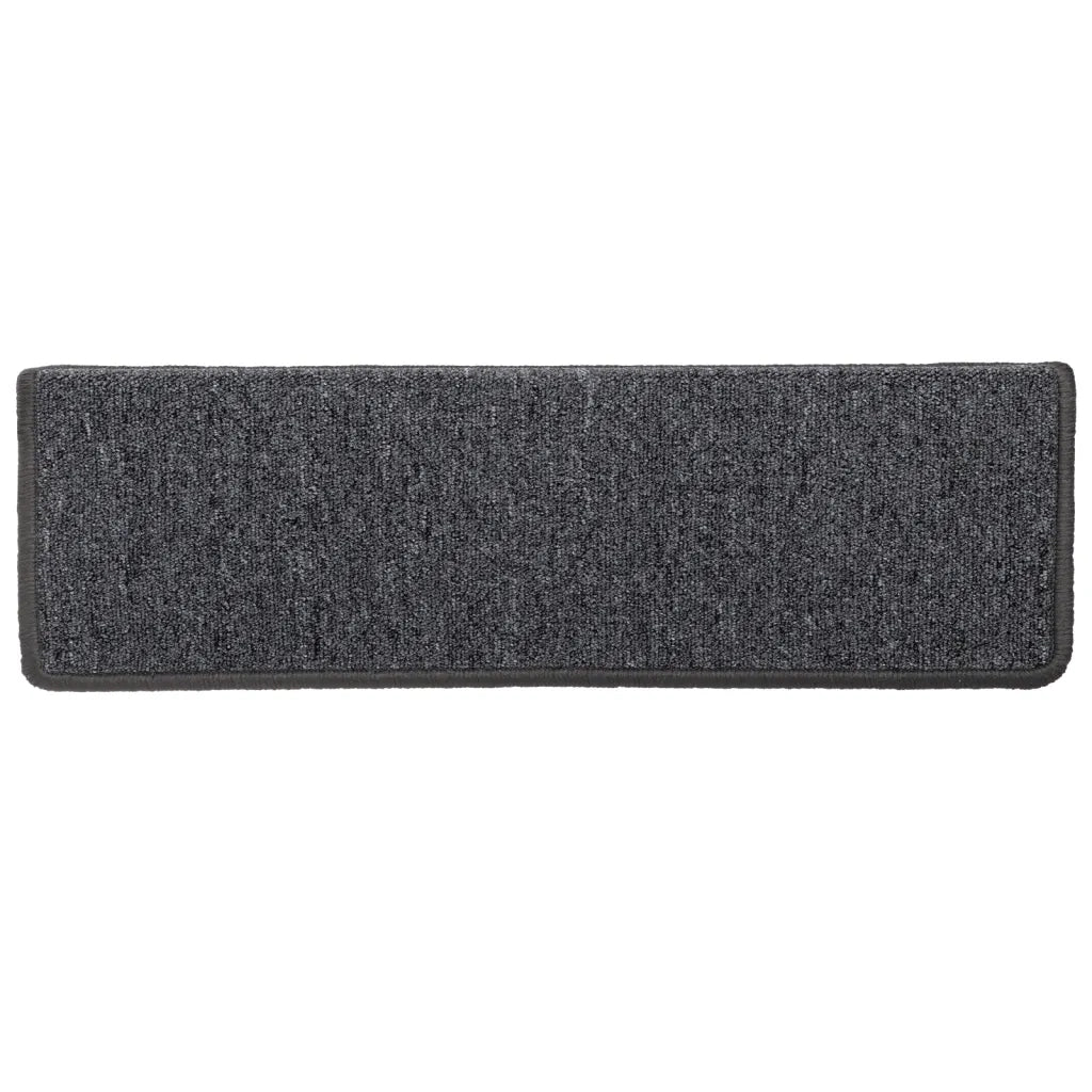 Tappetini per scale 15 pz 65x21x4 cm Grigio scuro Bordo rettangolare 326197