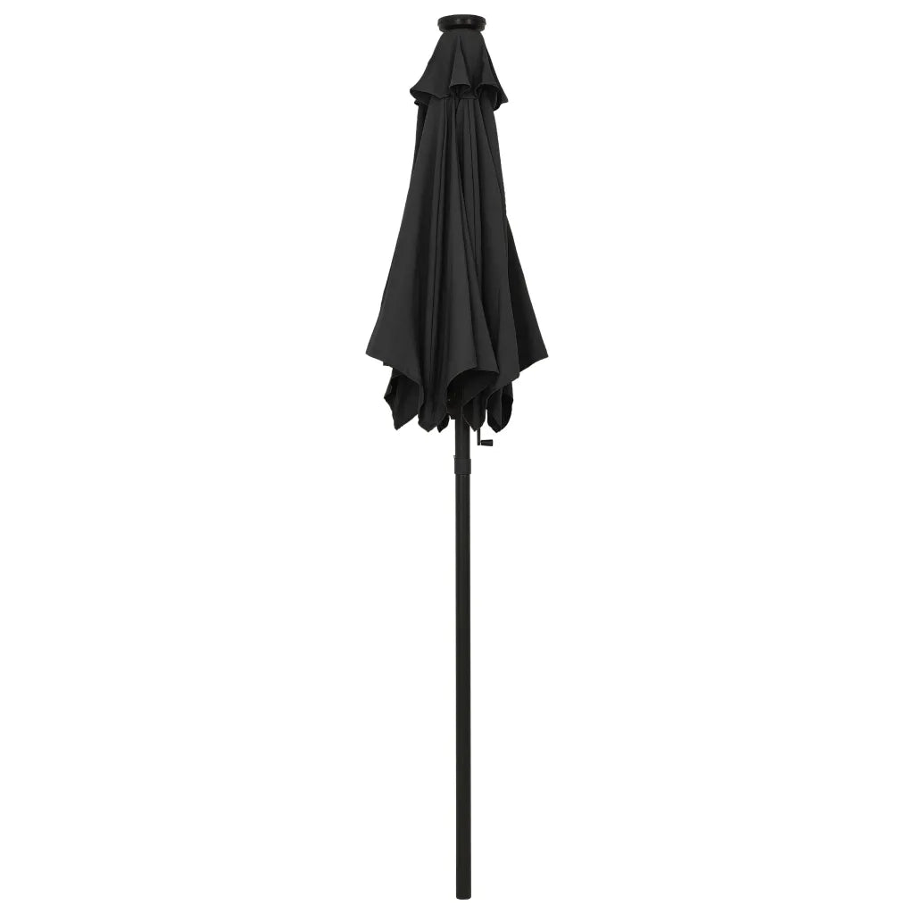 Ombrellone da Giardino-Ombrello da Balcone con Luci LED Nero 200x211 cm Alluminio
