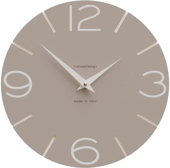 Orologio da Parete Smile, manufatto a mano in Italia, 30 cm, elegante e silenzioso, alta qualità, idea regalo perfetta [bianco e lino].