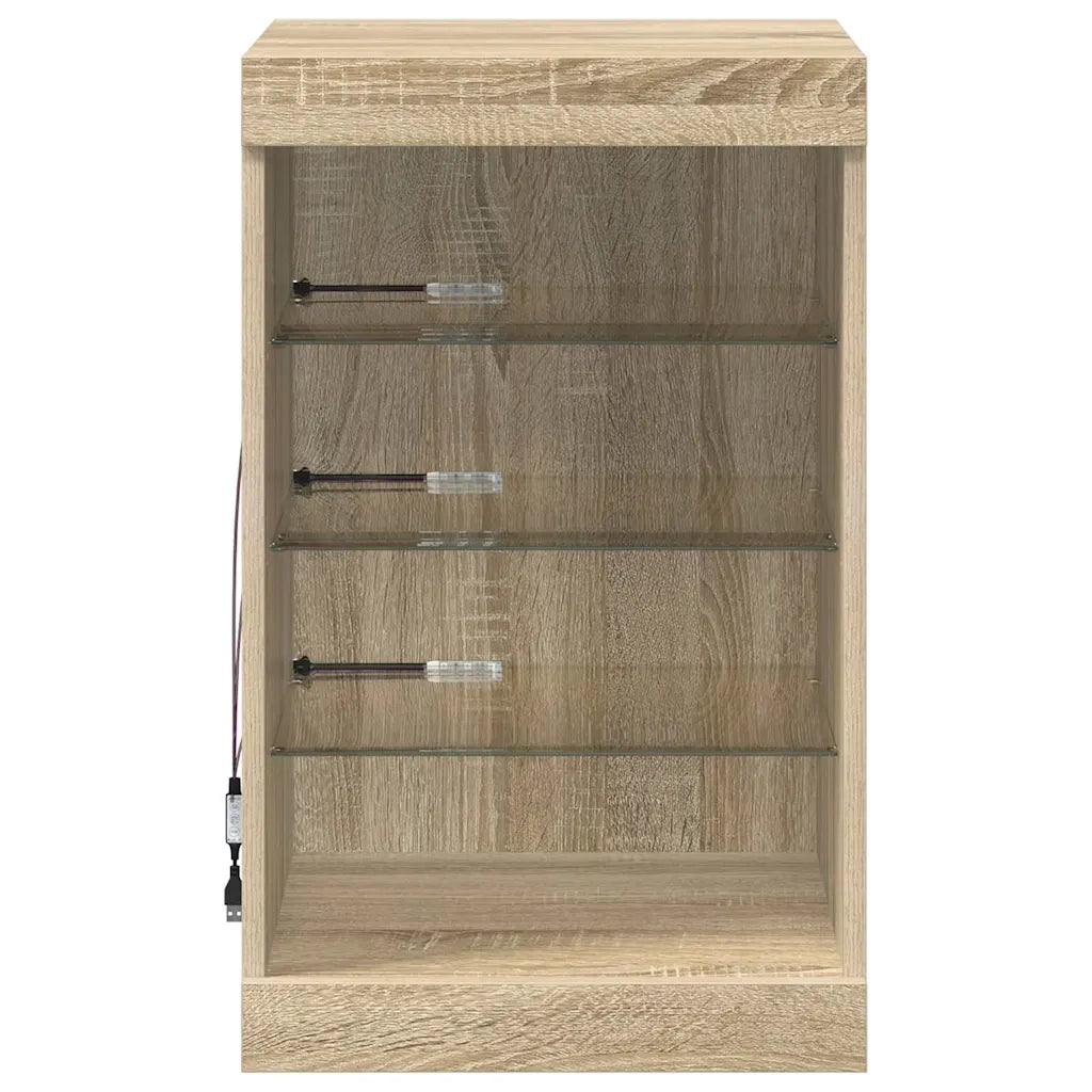Credenza con Luci LED-Buffet-Armadio da cucina Rovere Sonoma 41x37x67 cm 626079