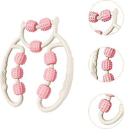 Rullo per massaggi - Rullo di trigger point - Rullo di schiuma - Rullo per il collo, braccia e gambe - Rullo per la cellulite - Rullo per massaggi con manico - Rilassamento muscolare (rosa e bianco)