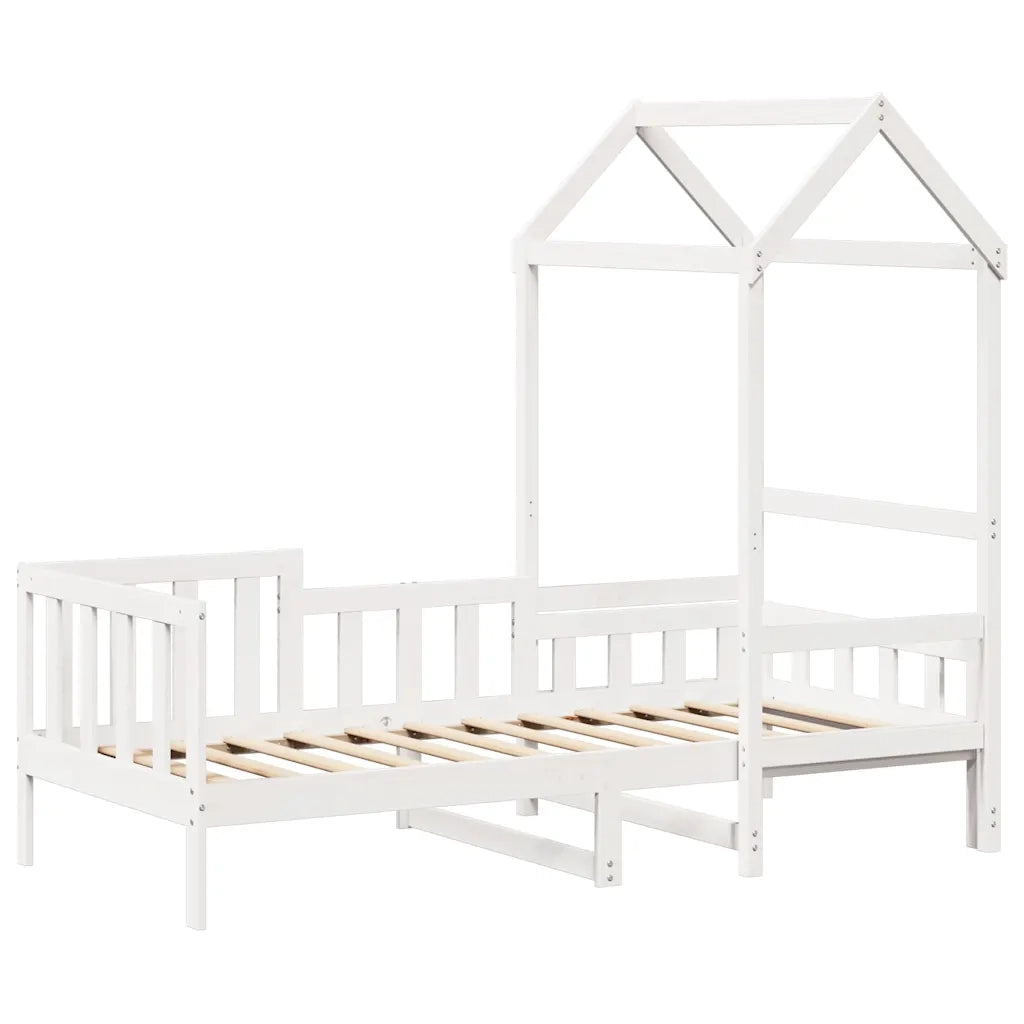 Dormeuse con Tetto 80x200 cm Bianco in Legno Massello di Pino