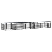 Cuccia gabbia per animali da esterno pac con tetto per cani in acciaio 18,77 m² nero 02_0041754