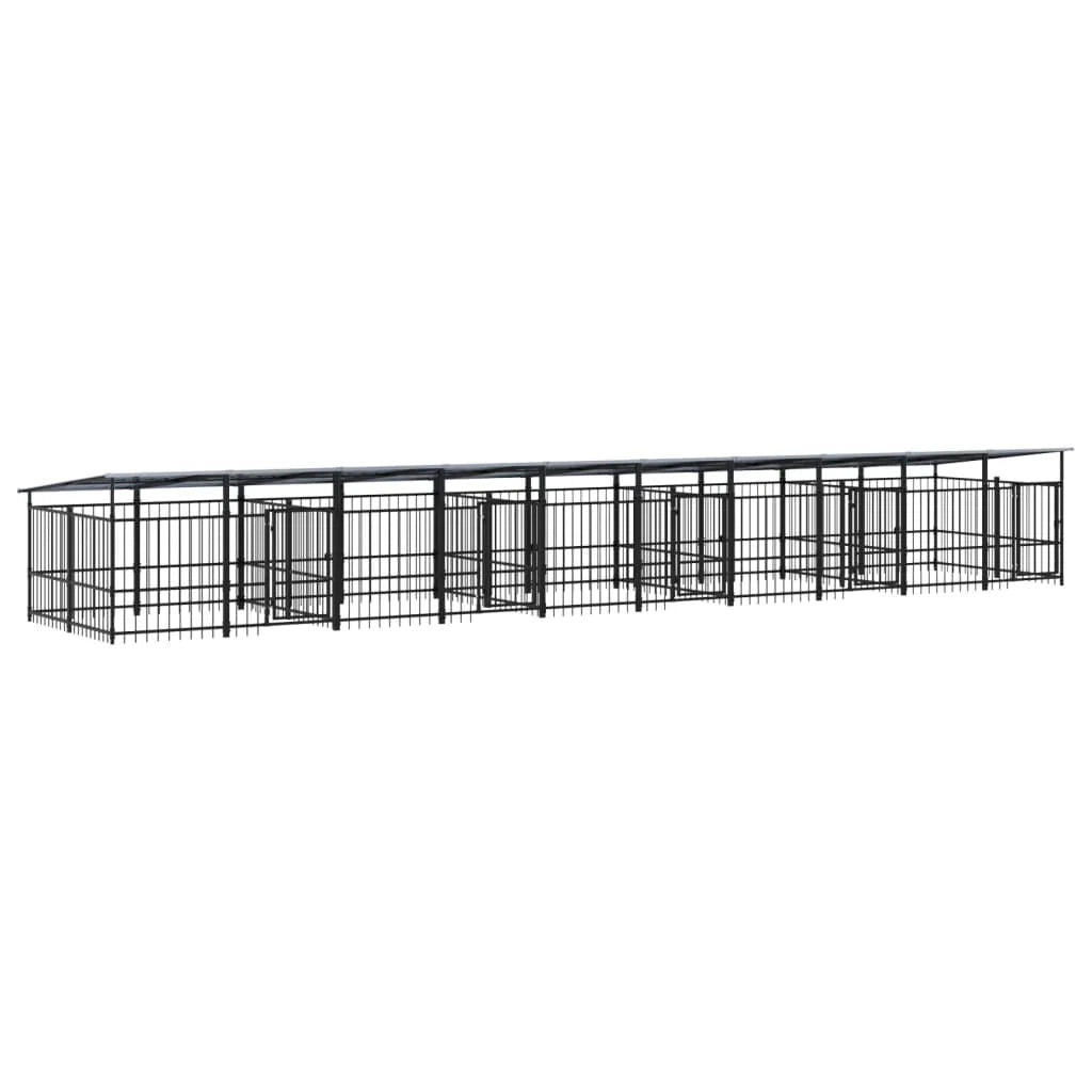 Cuccia gabbia per animali da esterno pac con tetto per cani in acciaio 18,77 m² nero 02_0041754