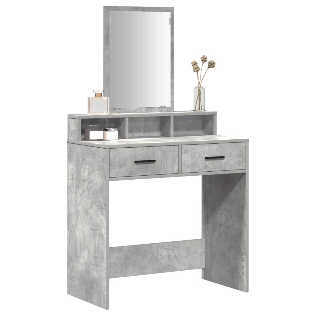 Tavolo da Trucco con Cassetti Grigio Cemento 79x41x140 cm