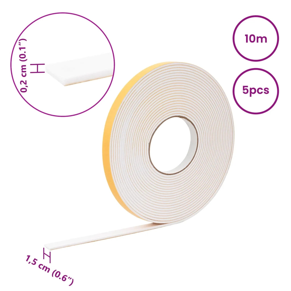 Nastro adesivo in schiuma 5 pcs Bianco 15mm x 10m Schiuma CR 42024115