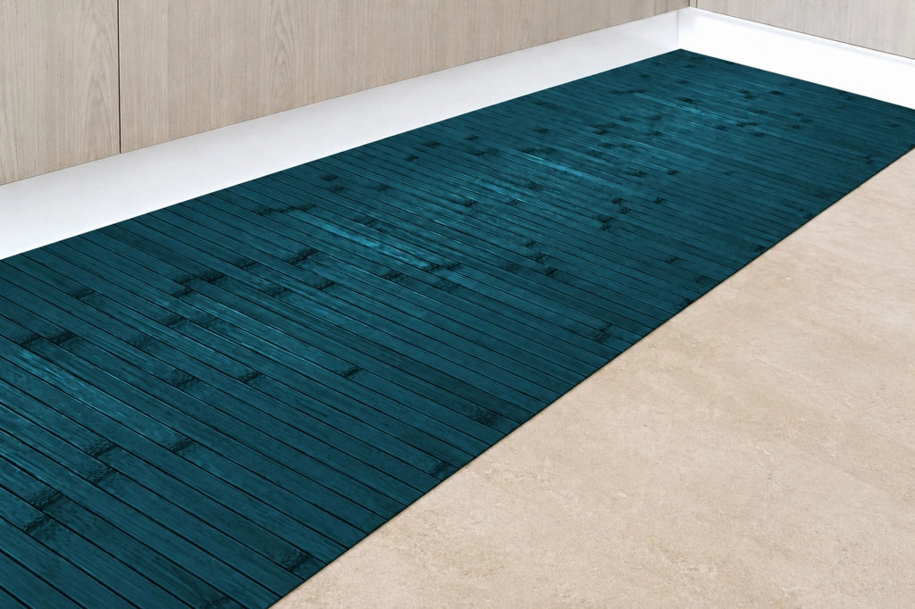 Tappeto Passatoia In Vero Bamboo Tappeto Cucina Ingresso In Legno Antiscivolo Aderente Lavabile E Antimacchia Tagliabile  Ottanio - 50x350 cm