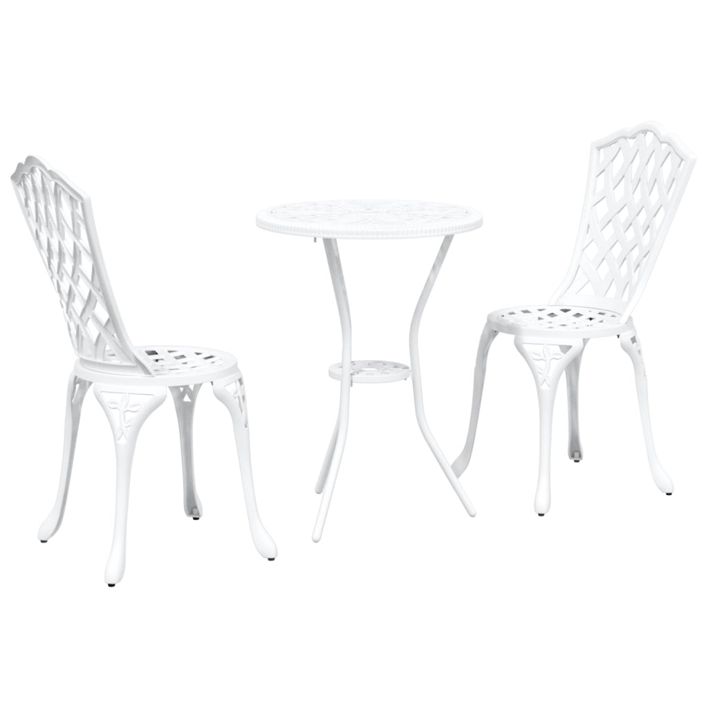 Set Giardino Bistro 3 Pezzi Bianco in Alluminio