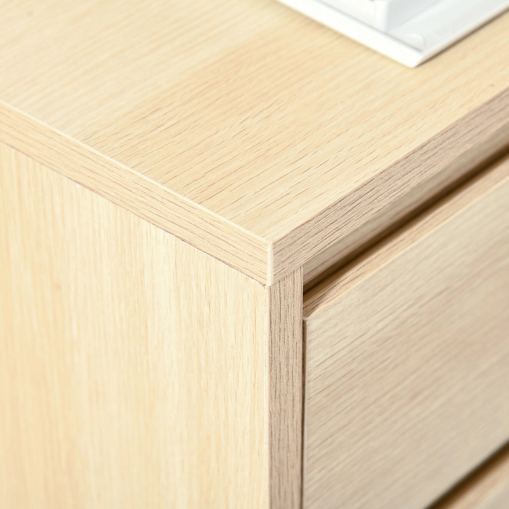 Cassettiera per Ufficio con 4 Cassetti e Ruote ¨C Zephmum ¨C Legno Naturale 46x40x65 cm