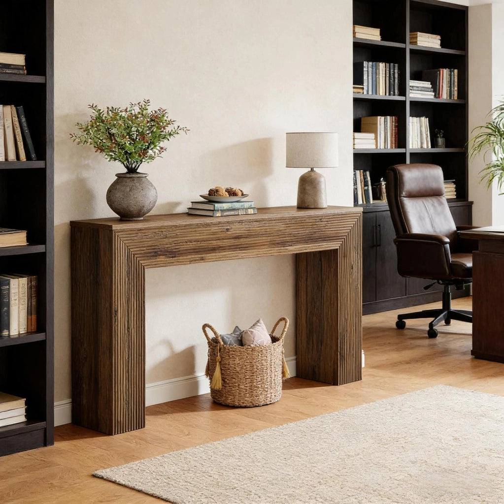 Tavolo consolle 160x30 cm in MDF marrone rustico HOMVRA