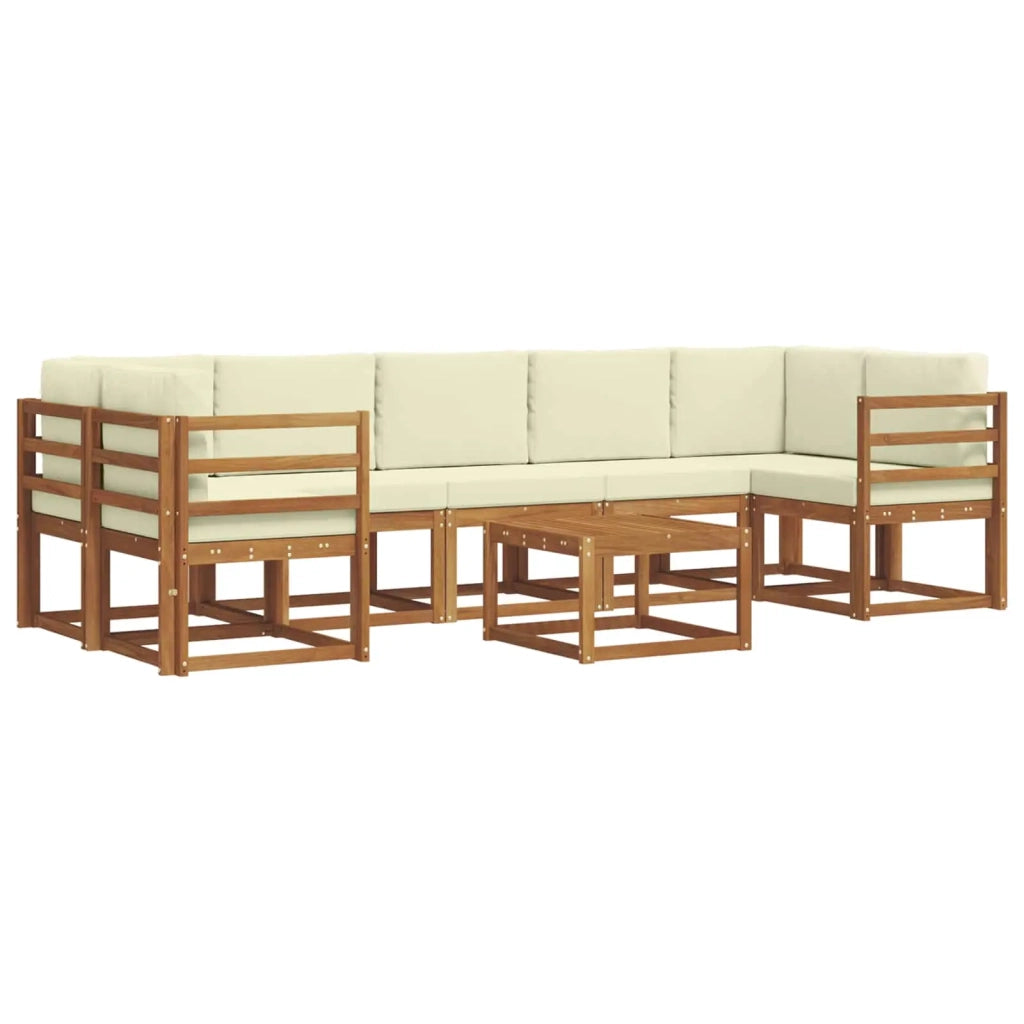 Set di divani da esterno con cuscino 8 pcs Naturale e Crema