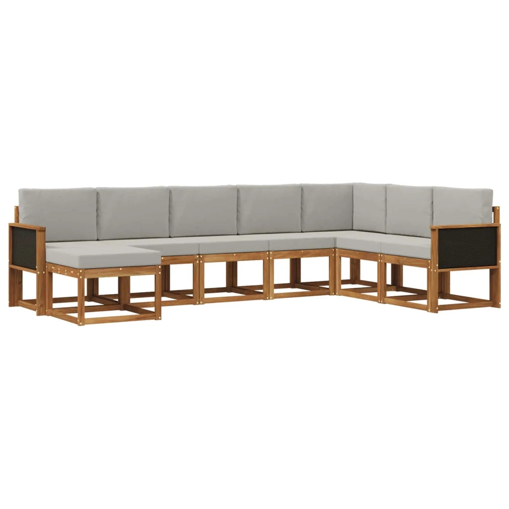 Set di divani da esterno 8 pcs Naturale e Grigio Chiaro