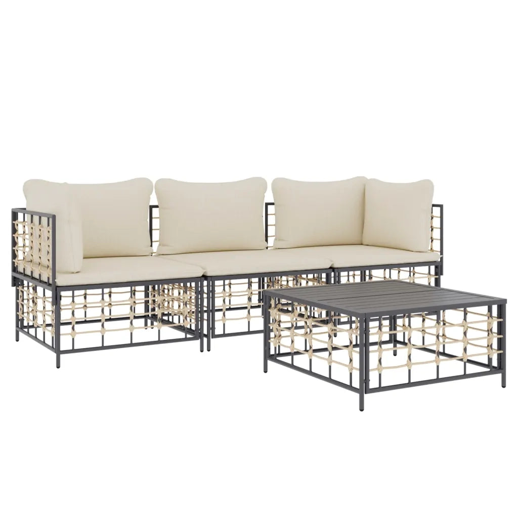 Set Divani da Giardino 4 pz con Cuscini Antracite in Polyrattancod mxl 100520