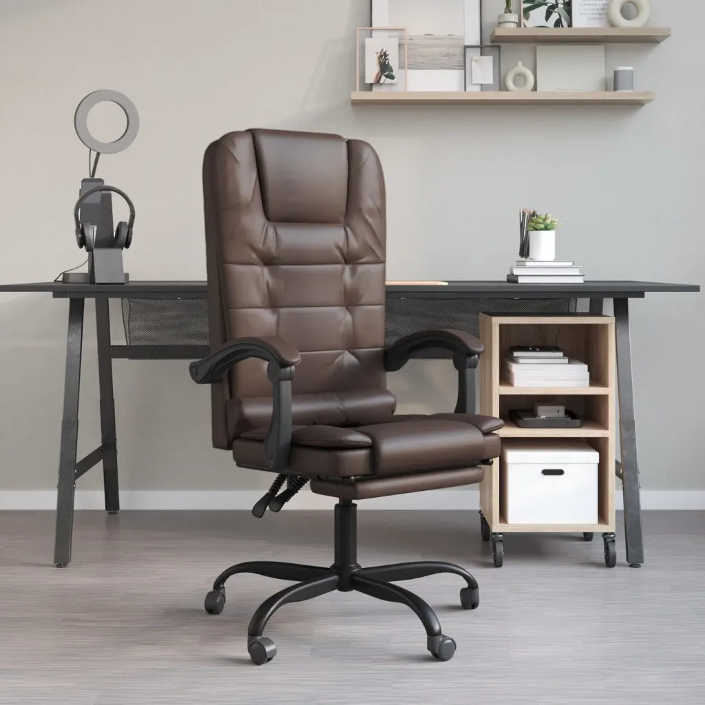 Poltrona da Ufficio Massaggiante | Sedia Relax Reclinabile marrone Similpelle