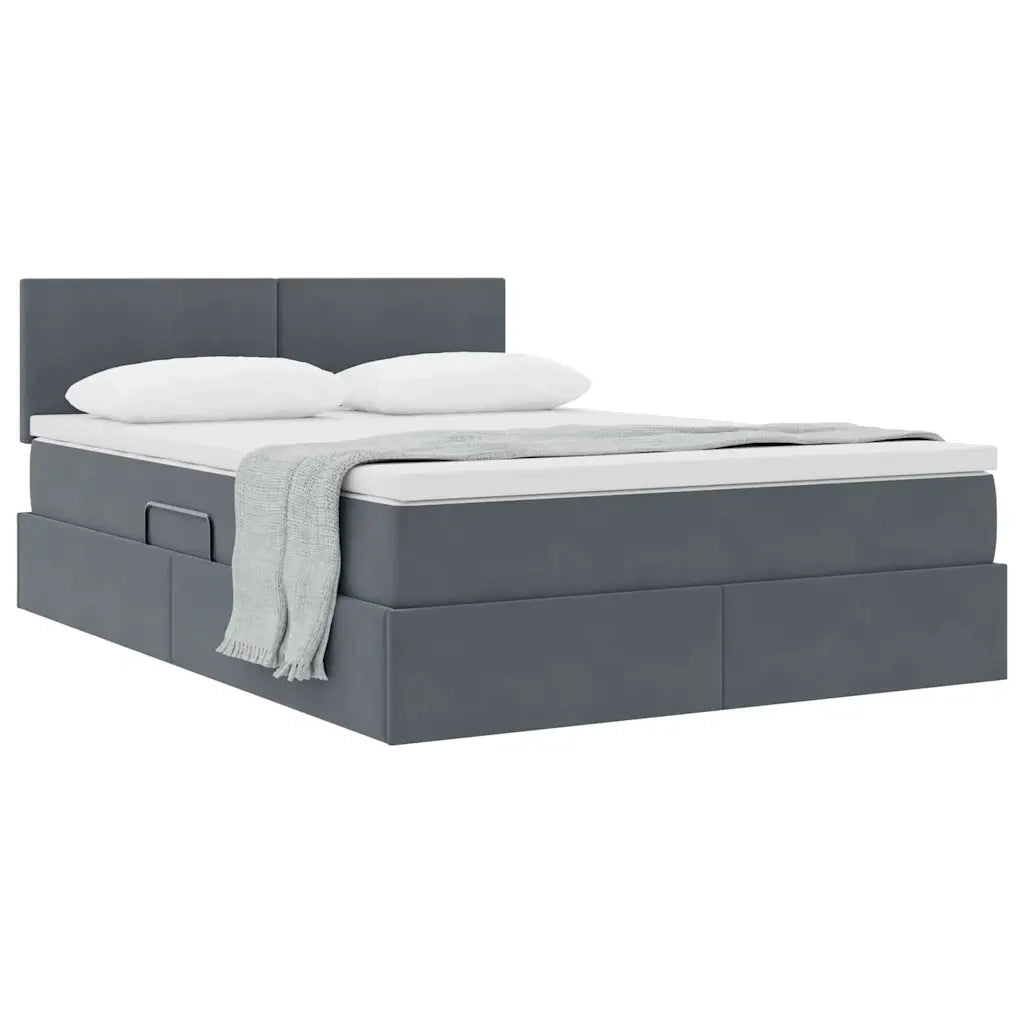 Letto con Contenitore Grigio scuro 140 x 190 cm Velluto 3370696