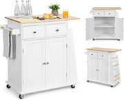 Carrello da Cucina Con Piano di Lavoro, 80 x 45 cm, Isola Su Ruote, Armadio Con Cassetti, Portaspezie, Trolley in Legno Massiccio per Sala da Pranzo