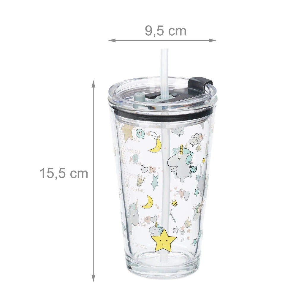 Set di 4 bicchieri con motivo unicorno pratici giardino 16 x 8 cm in plastica multicolore 13_0012666