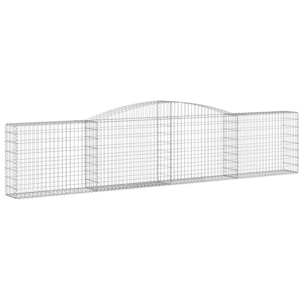 Cestini gabbioni recinzione a gabbia muro di contenimento ad arco 25 pezzi 400 x 30 x 80/100 cm ferro zincato argento 02_0040708