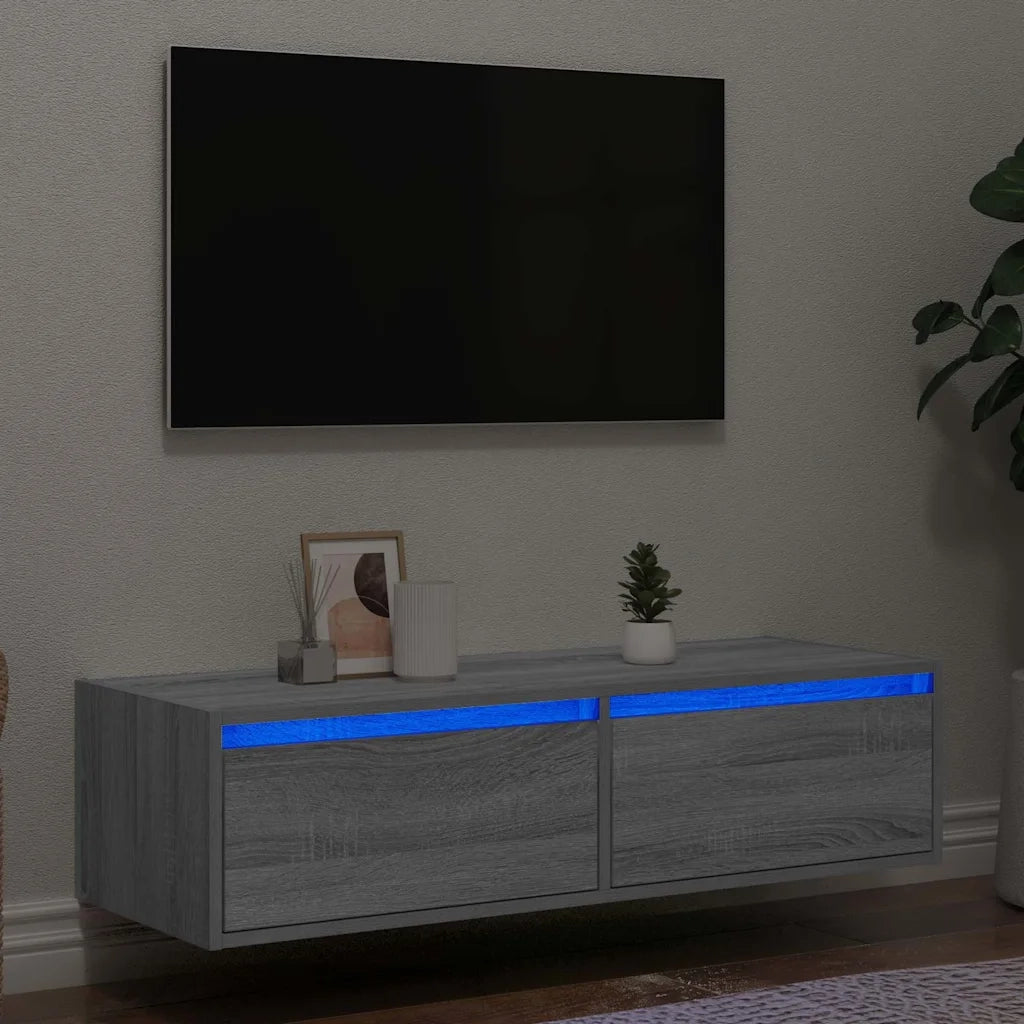 vidaXL Mobile Porta TV con Luci LED Grigio Sonoma 100X35,5x25 cm