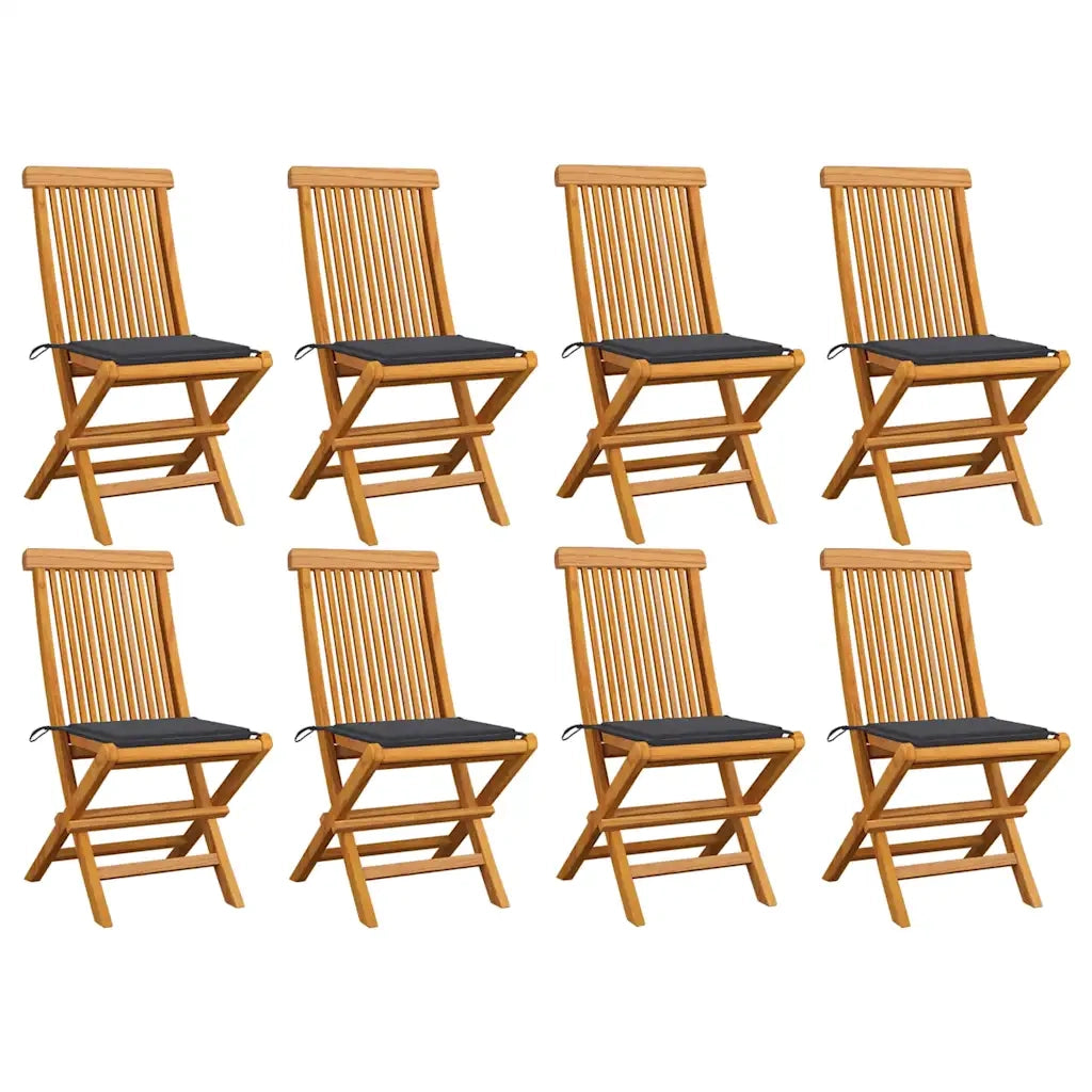 Sedie da Giardino con Cuscini Antracite 8 pz Massello di Teak cod mxl 48110