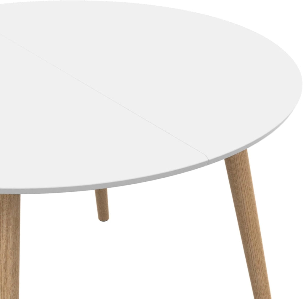 INGA Mesa de comedor redonda para 6 personas blanca 110 cm