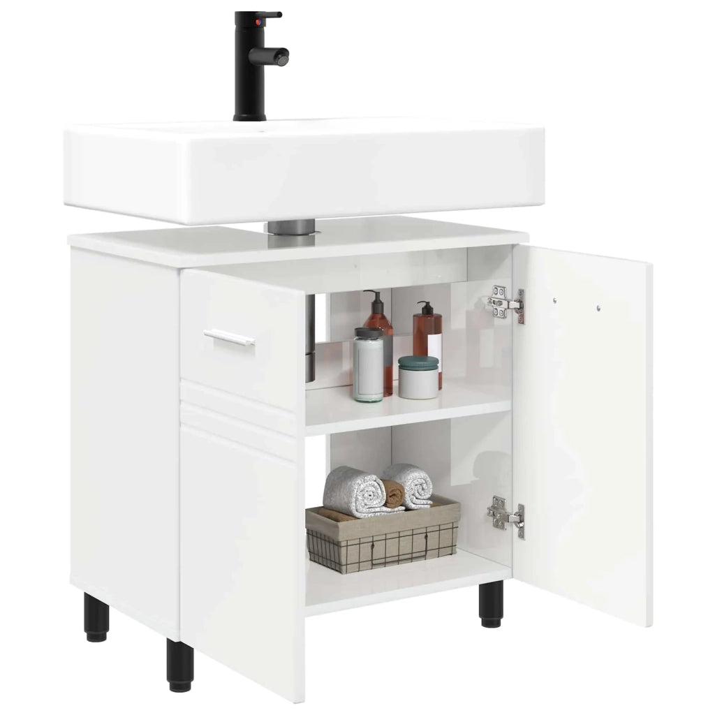 Mobiletto da bagno Bianco Lucido 60 x 35 x 60 cm 889409