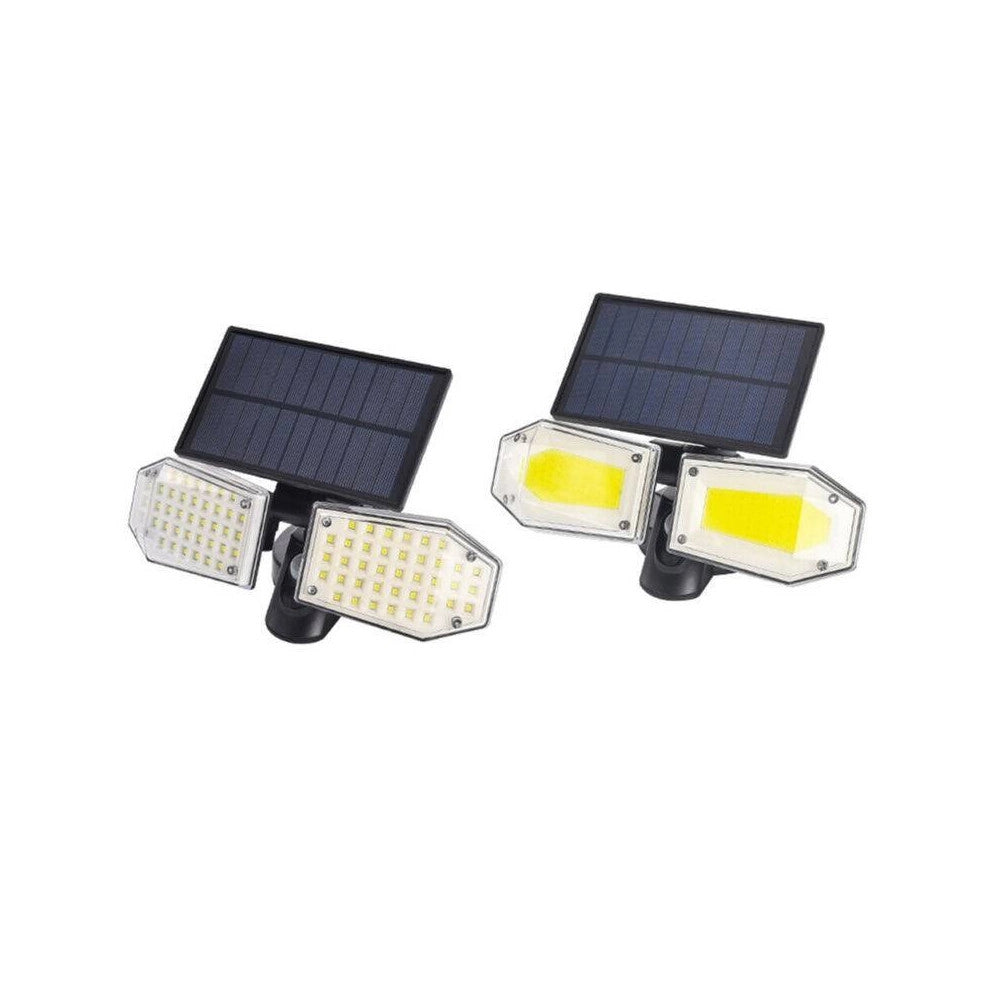 Trade Shop - Faretto Doppio A Parete Con Pannello Solare Sensore Movimento E Crepuscolare 270 -