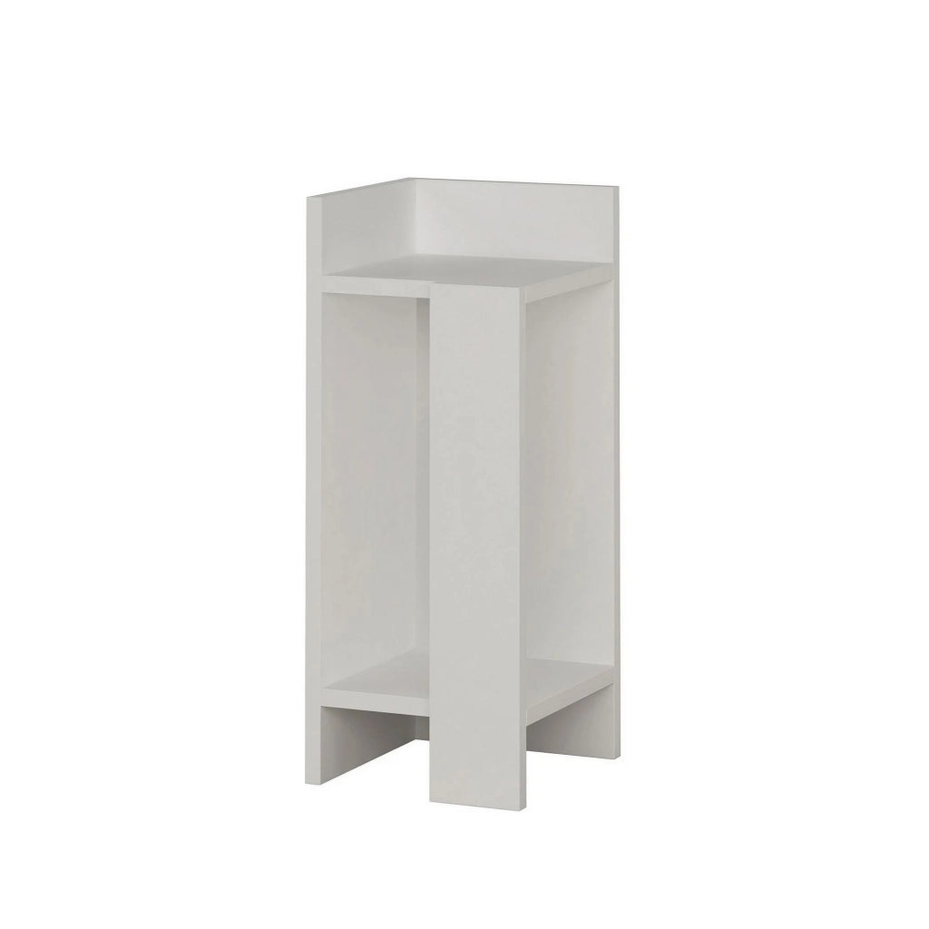 Comodino in legno "Elos Left" - 25 x 27 x 60 cm - Bianco