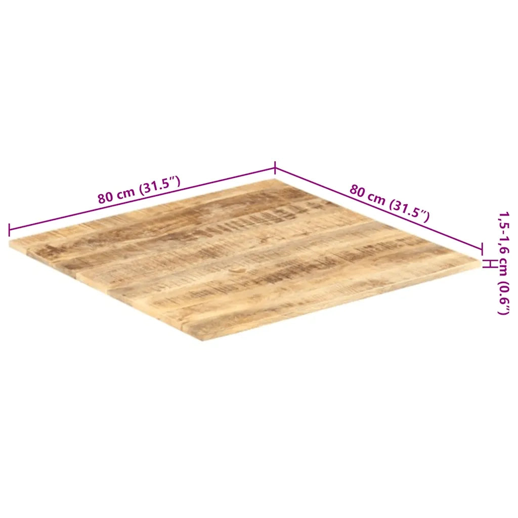 Piano Tavolo in Legno Massello di Mango 15-16 mm 80x80 cm 286019