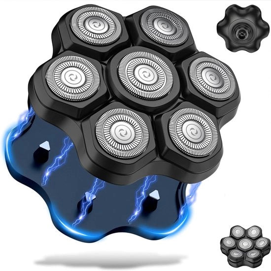 Magnetico rimovibile 7D sostitutivo capo per rasoi elettrici. Lame in acciaio inossidabile per una rasatura liscia per capelli calvi (7D nero)