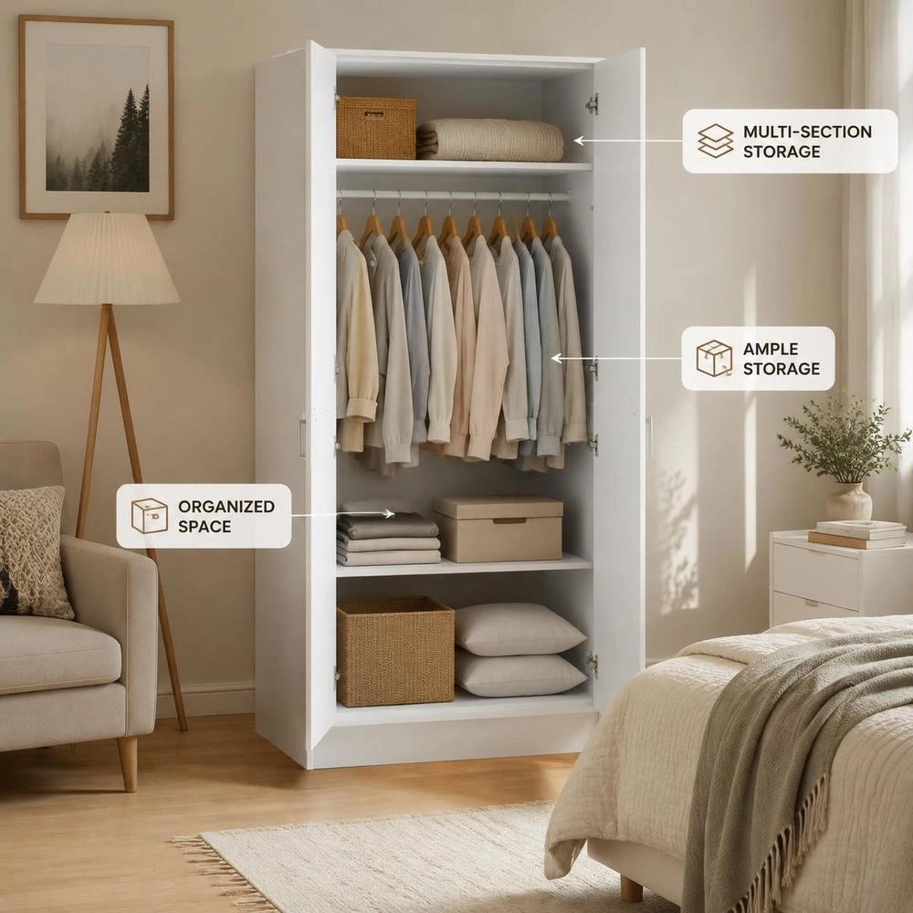 Wardrobe White 80x52x180 Cm Wood-based Material