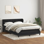 Giroletto a Molle con Materasso Nero 160x210 cm in Velluto 3317867
