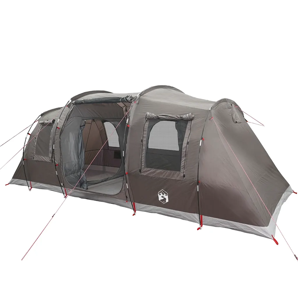 Tenda Familiare a Tunnel per 6 Persone-Tenda da campeggio Marrone Impermeabile 341077