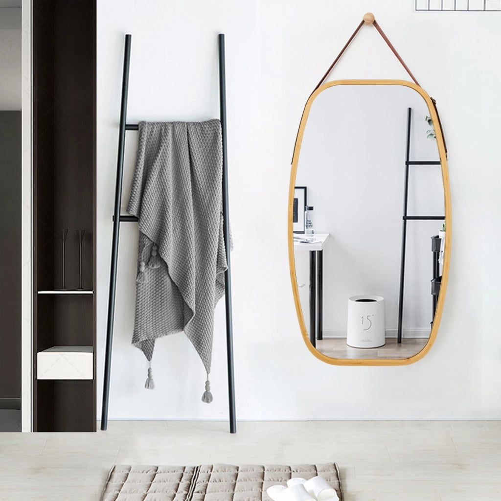 Specchio del bagno montato a muro, Specchio rettangolare con angoli arrotondati, 77 x 44 x 1,5 cm