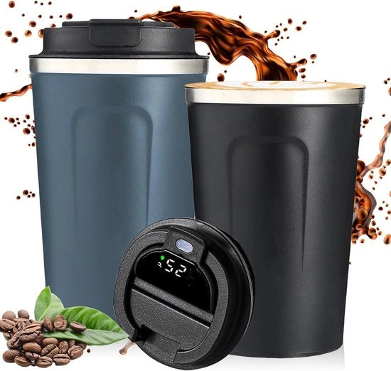 Termosetti con Display di Temperatura LED - 2 Pezzi, 380 ml Cerniere Sigillanti in Acciaio Inossidabile per Viaggio