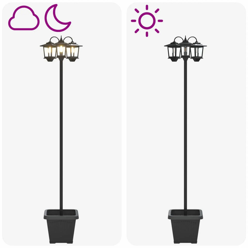 Lampione a 3 teste con vasi with LED Bulb Nero 32 x 32 x 188 cm 42042694