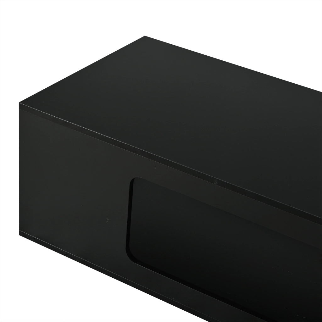 Tavolino da Caff¨¨ con LED e Vetro Temperato ¨C MINIMAL ¨C Nero, 100x50x35