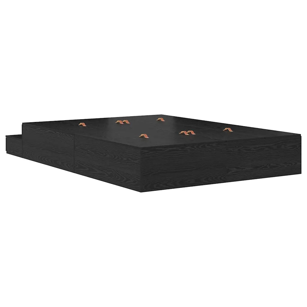 Struttura letto con contenitore con cassetto Rovere Nero 160 cm 3335654