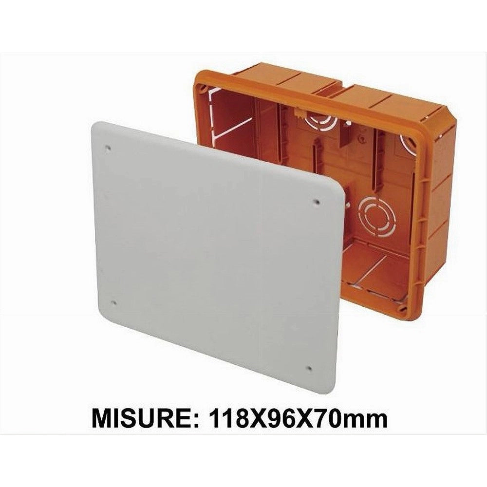 Trade Shop - Cassetta Di Derivazione Da Incasso Muro Ip40 Con Coperchio Viti 118x96x70mm 27005 -