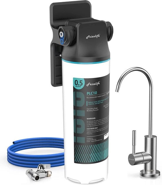 Sistema di Filtrazione dell'Acqua per l'Ossatura con Rubinetto in Acciaio Inox - Riduce il 99,99% delle Contaminanti, Installazione Facile, Alta Durata