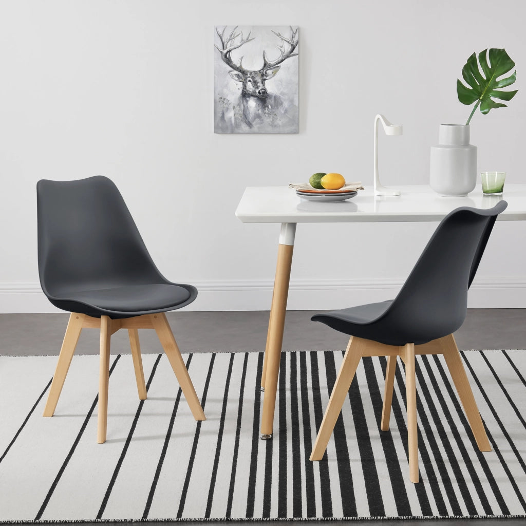 Set Fläten di 2 Sedie da Sala con Seduta Imbottita Rivestimento in Similpelle Grigio [en.casa]