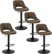 Set di 4 Sgabelli da Bar Cucina Sedia Alta da Sala Pranzo in Simipelle Regolabile e Girevole a 360° con Schienale Poggiapiedi Marrone scuro 0668BY-4