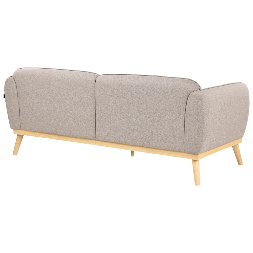 Set da salotto in stile scandinavo con divani a 2 e 3 posti, gambe affusolate in legno e rivestimento in tessuto marrone chiaro