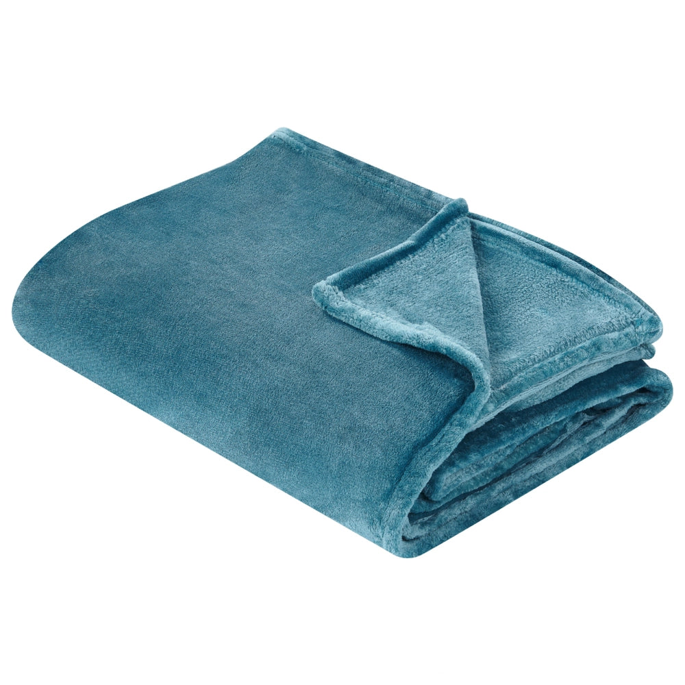 Coperta plaid in poliestere blu 150 x 200 cm morbido durevole letto divano soggiorno stile classico