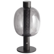 Lampada da tavolo a LED in alluminio con paralume in vetro nero senza fili stile moderno