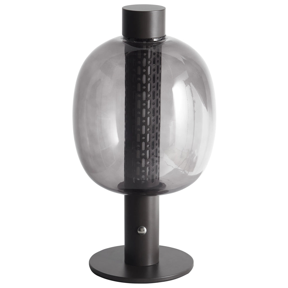 Lampada da tavolo a LED in alluminio con paralume in vetro nero senza fili stile moderno