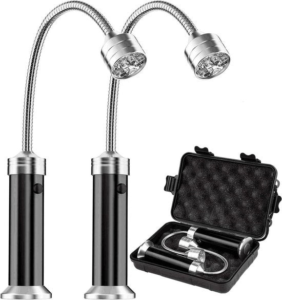 Lampada barbecue lampada magnetica per griglia set di luce BBQ per esterno - 360 gradi di inclinazione - funziona con batterie - 2 pezzi neri accessori per BBQ