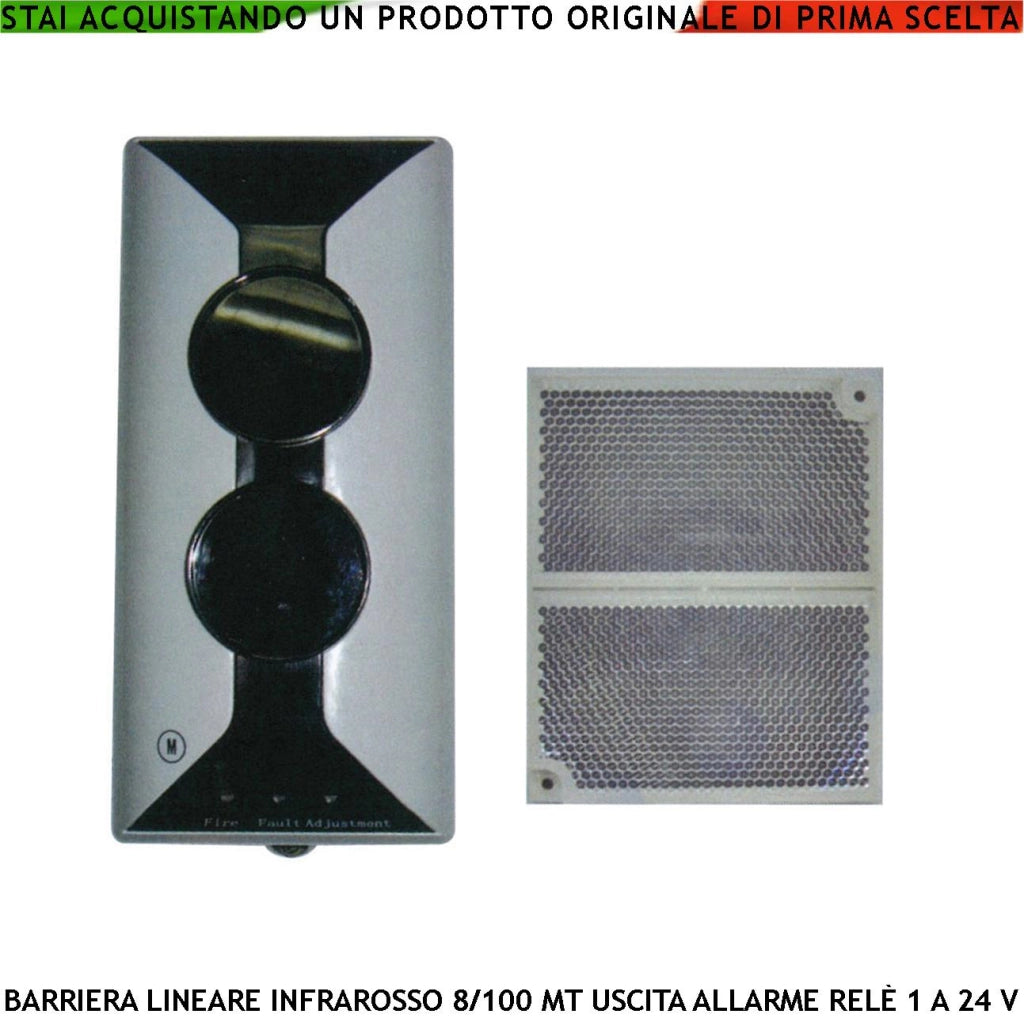 BARRIERA INFRAROSSO LINEARE RILEVA IL FUMO DA 8 A 100 METRI LA LUCE RIFLESSA OPACIZZATA ATTIVA IL RELÈ DI ALLARME ALIMENTAZIONE 12/24 V